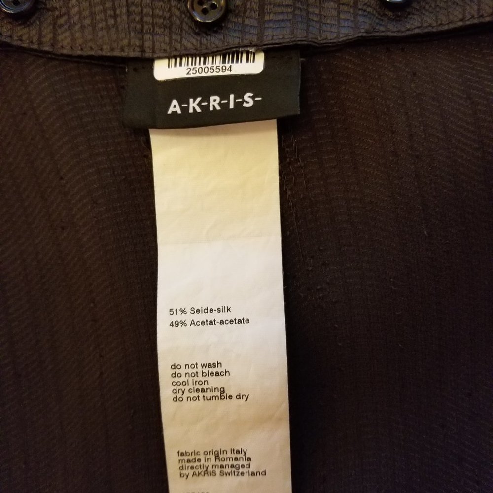 Akris Punto Silk Button Down Blouse Size 8 Gray - Picture 5 of 5